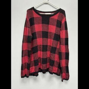 Cozy Red and Black Plaid Sweater